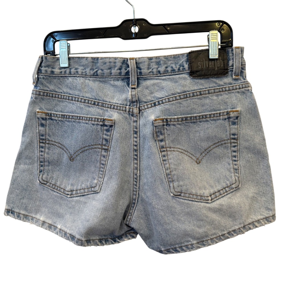 Vintage Levi's SilverTab Denim Light Wash Distressed Jean Shorts Size 11 Jr‎